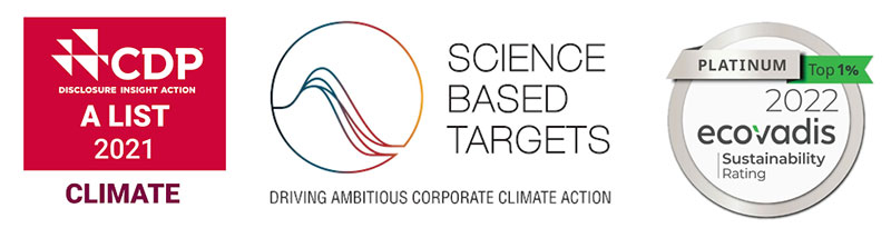 CDP A List 2021 - Science Based Targets -Platinium Ecovadis 2022